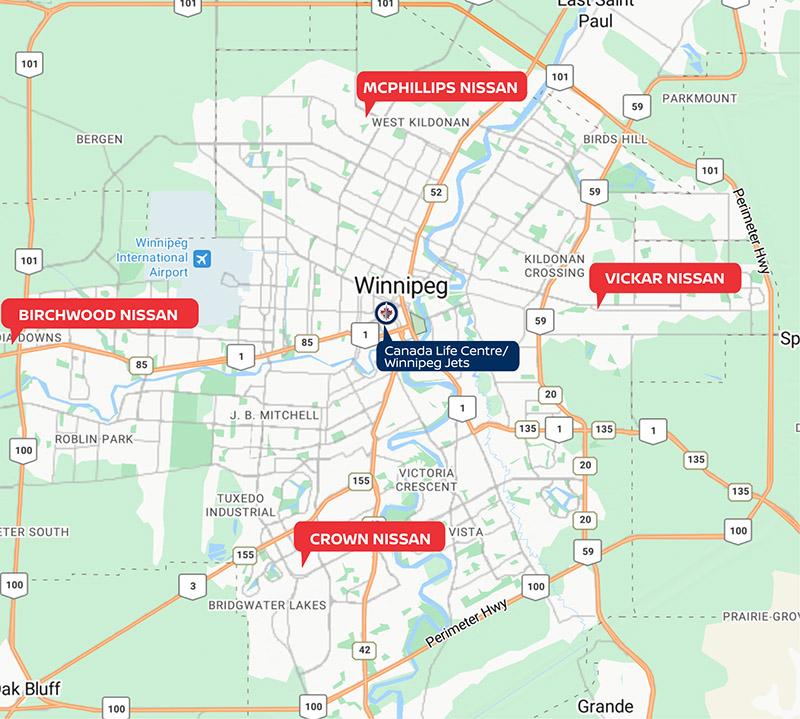 Map of dealership locations